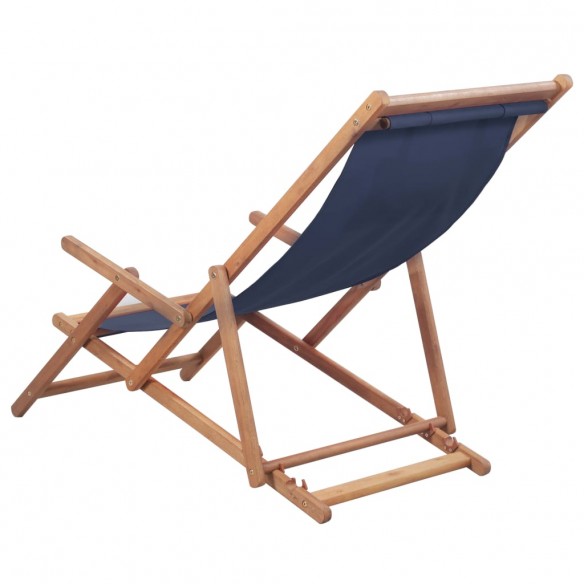 Chaise pliable de plage Tissu et cadre en bois Bleu