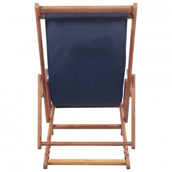 Chaise pliable de plage Tissu et cadre en bois Bleu