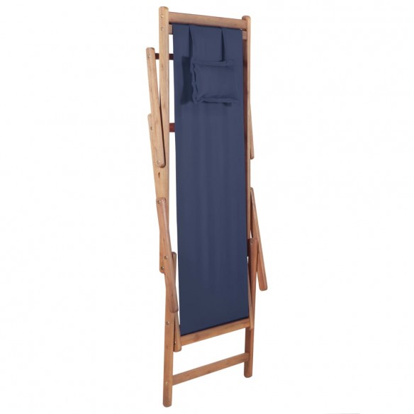 Chaise pliable de plage Tissu et cadre en bois Bleu