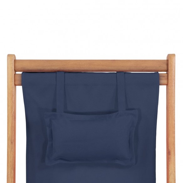 Chaise pliable de plage Tissu et cadre en bois Bleu