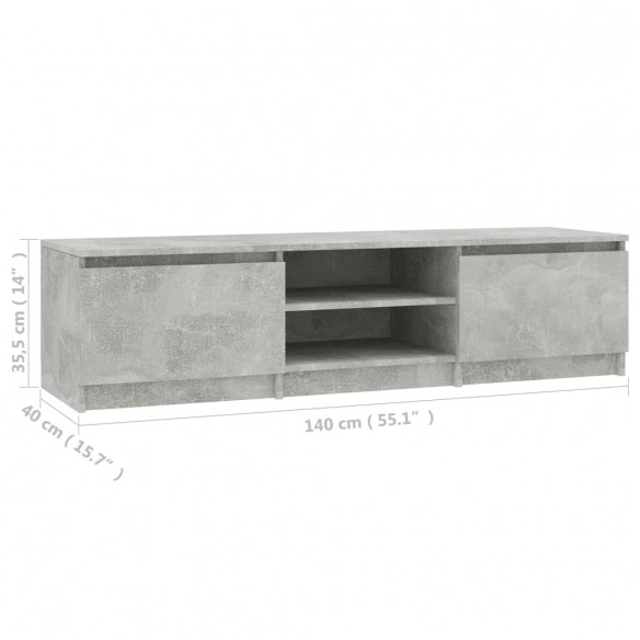 Meuble TV Gris béton 140x40x35,5 cm Aggloméré