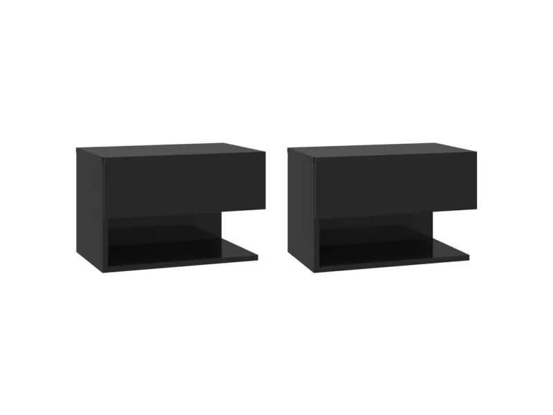 Tables de chevet murales 2 pcs Noir