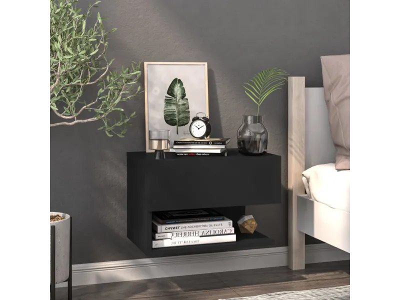 Tables de chevet murales 2 pcs Noir