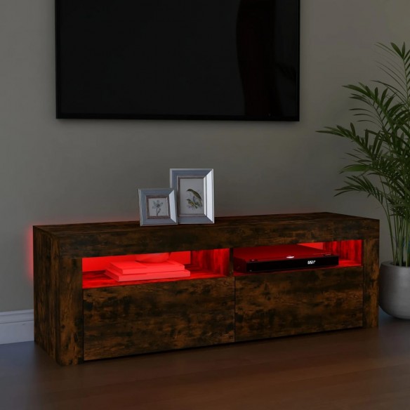 Meuble TV avec lumières LED Chêne fumé 120x35x40 cm