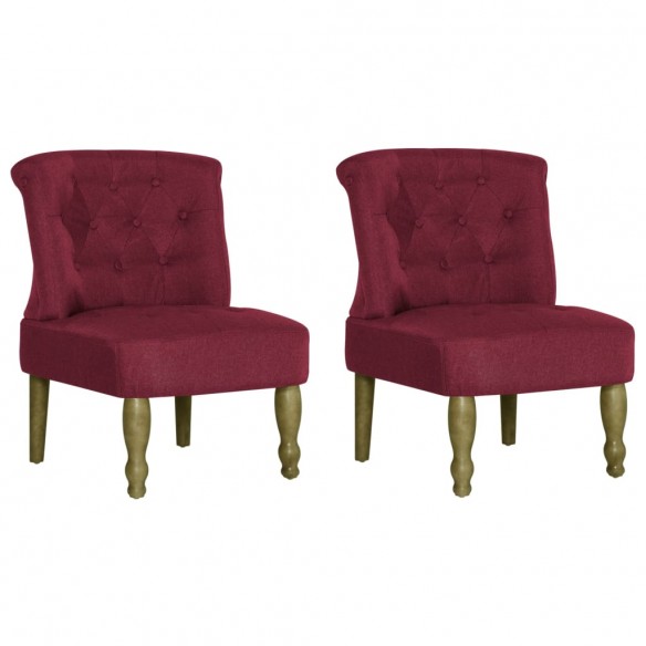 Chaises françaises lot de 2 rouge bordeaux tissu