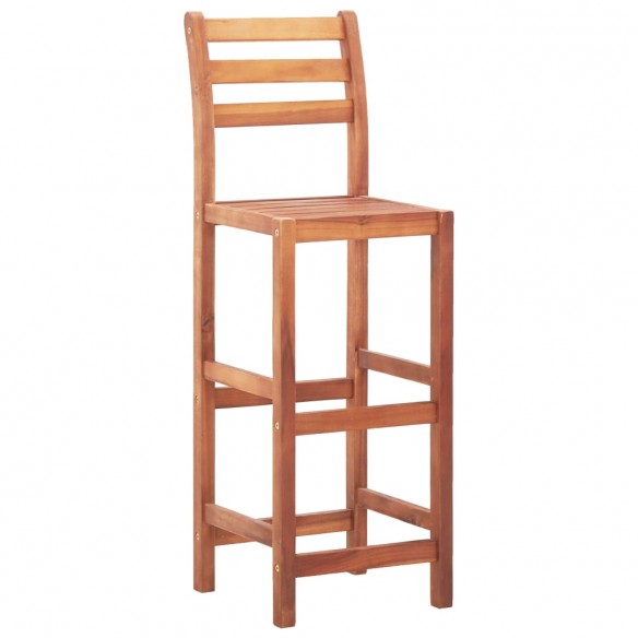 Chaises de bar lot de 2 bois d'acacia solide