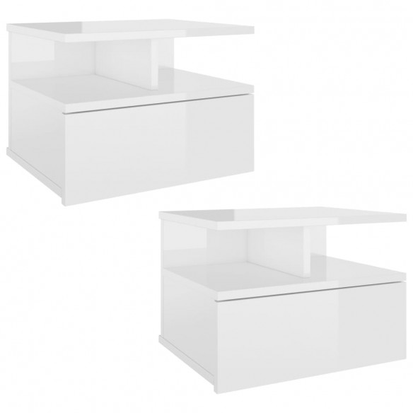 Tables de chevet 2 pcs Blanc brillant 40x31x27 cm Aggloméré