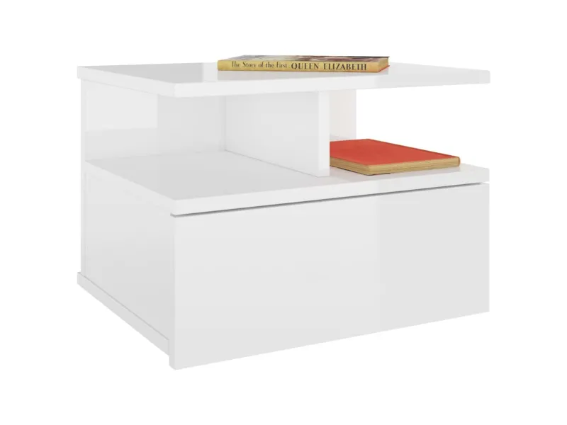 Tables de chevet 2 pcs Blanc brillant 40x31x27 cm Aggloméré