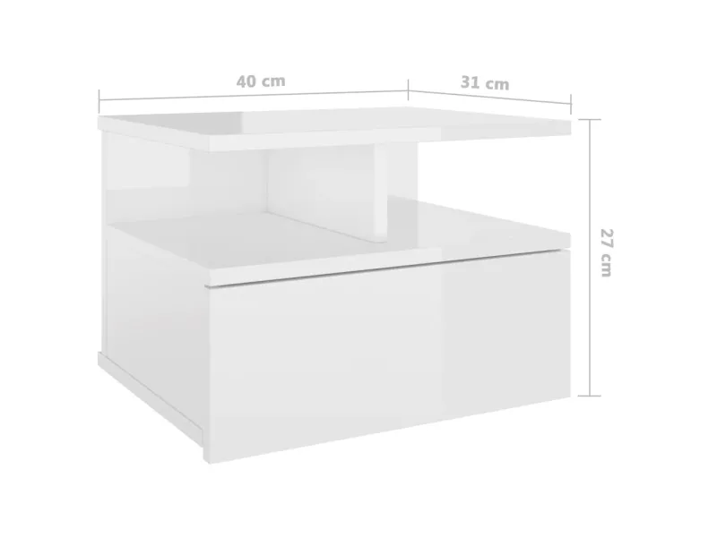 Tables de chevet 2 pcs Blanc brillant 40x31x27 cm Aggloméré