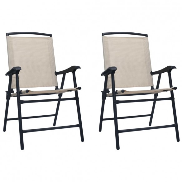 Chaises de jardin pliables 2 pcs Textilène Crème