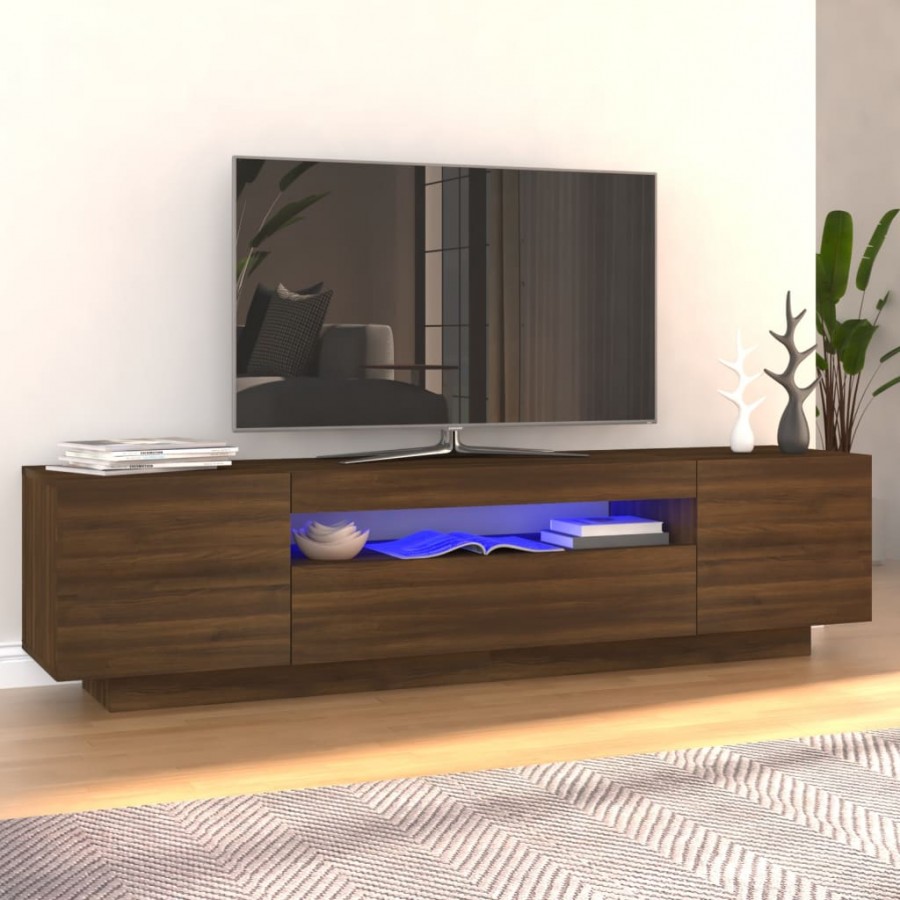 Meuble TV avec lumières LED Chêne marron 160x35x40 cm