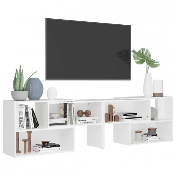 Meuble TV Blanc 149x30x52 cm Aggloméré