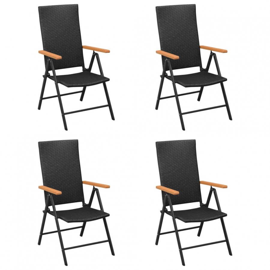 Chaises de jardin 4 pcs Résine tressée Noir