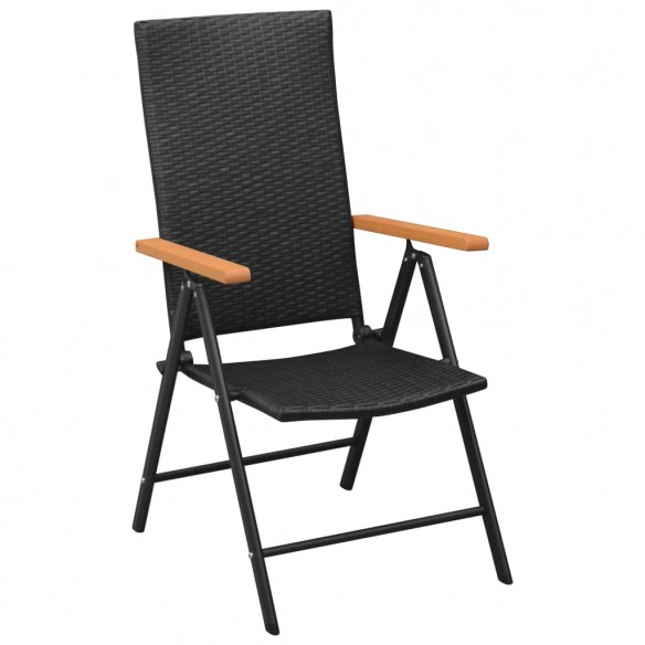 Chaises de jardin 4 pcs Résine tressée Noir