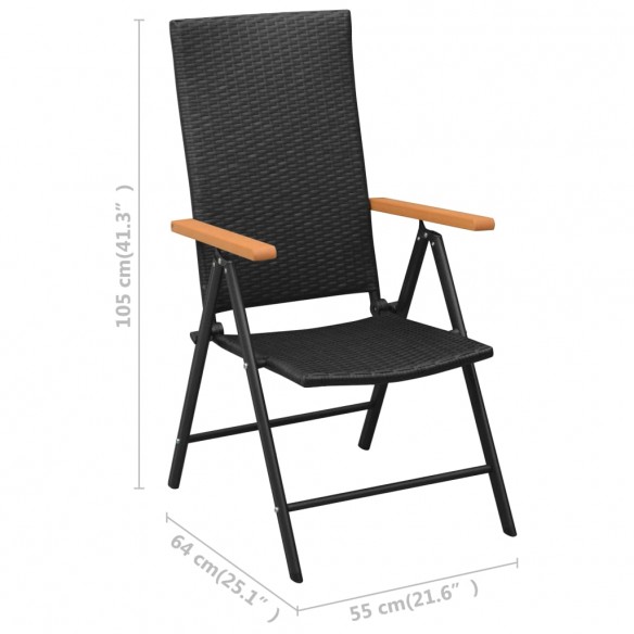 Chaises de jardin 4 pcs Résine tressée Noir