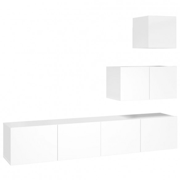 Ensemble de meubles TV 4 pcs Blanc brillant Bois d'ingénierie