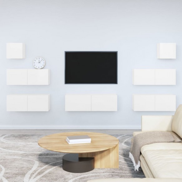 Ensemble de meubles TV 7 pcs Blanc brillant Bois d'ingénierie