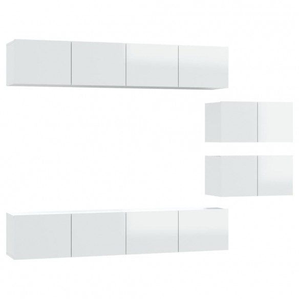 Ensemble de meubles TV 6 pcs Blanc brillant Bois d'ingénierie