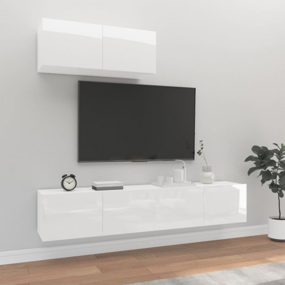 Ensemble de meubles TV 3 pcs Blanc brillant Bois d'ingénierie