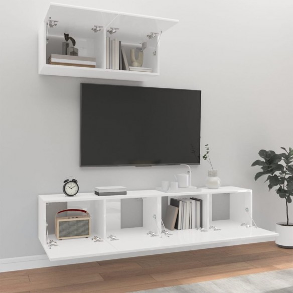 Ensemble de meubles TV 3 pcs Blanc brillant Bois d'ingénierie