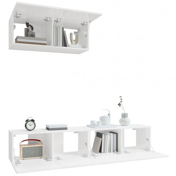 Ensemble de meubles TV 3 pcs Blanc brillant Bois d'ingénierie