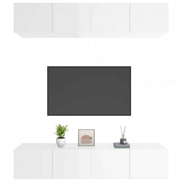 Meubles TV 4 pcs Blanc brillant 80x30x30 cm Bois d'ingénierie