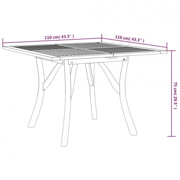 Table de jardin 110x110x75 cm Bois d'acacia solide