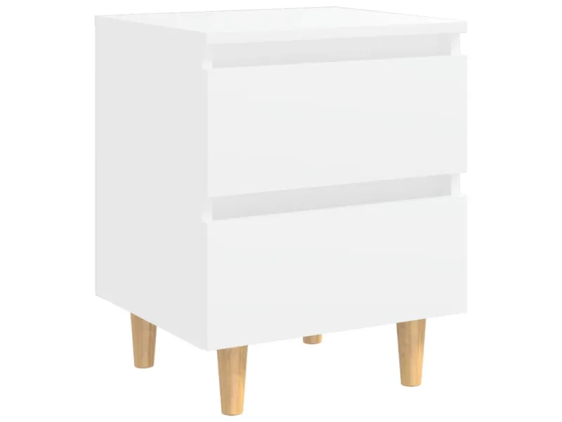 Tables de chevet avec pieds en pin 2 pcs Blanc 40x35x50 cm