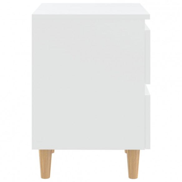 Tables de chevet avec pieds en pin 2 pcs Blanc 40x35x50 cm