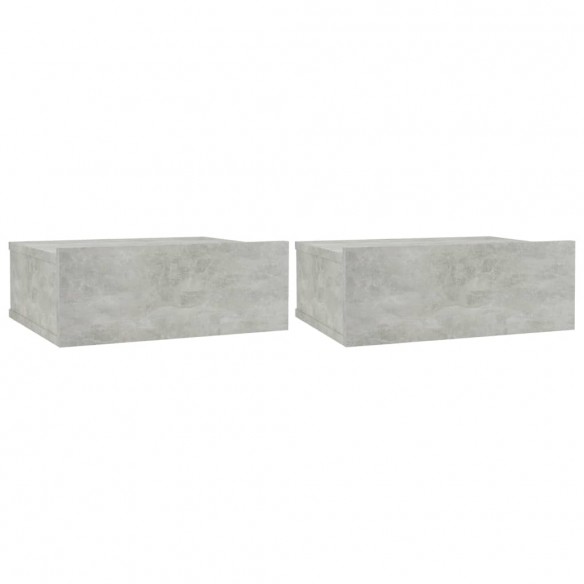 Tables de chevet flottantes 2 pcs Gris béton 40x30x15 cm