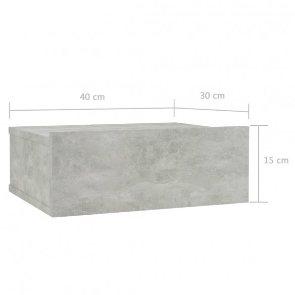 Tables de chevet flottantes 2 pcs Gris béton 40x30x15 cm