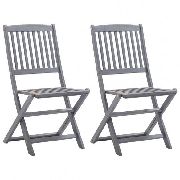 Chaises pliables d'extérieur 2 pcs avec coussins Bois d'acacia