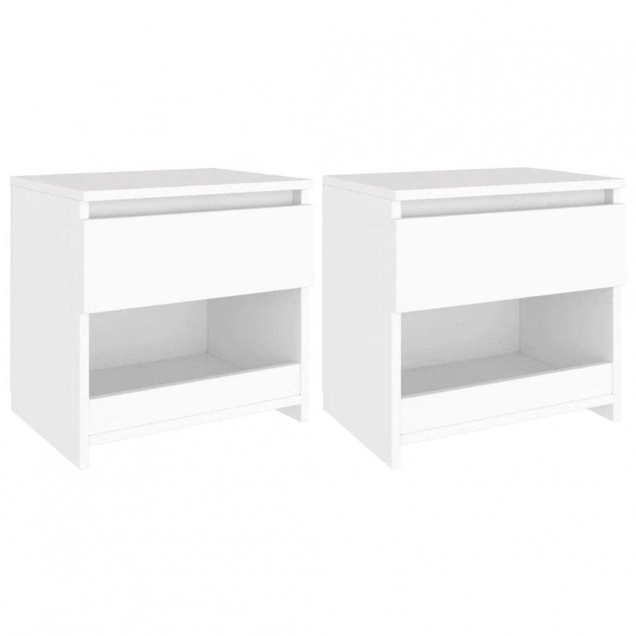 Tables de chevet 2 pcs Blanc 40x30x39 cm Aggloméré