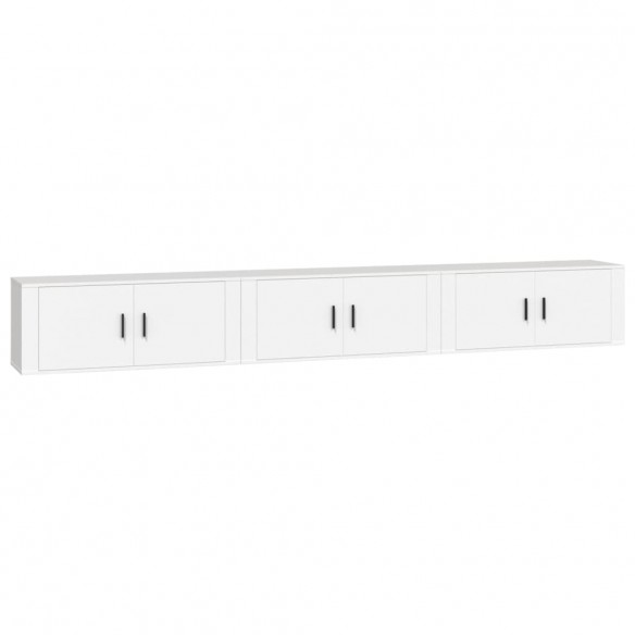 Meubles TV muraux 3 pcs blanc 100x34,5x40 cm