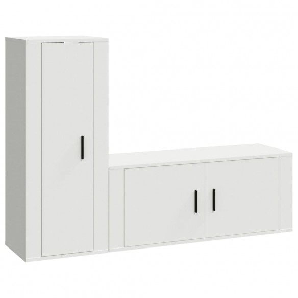 Ensemble de meubles TV 2 pcs Blanc Bois d'ingénierie