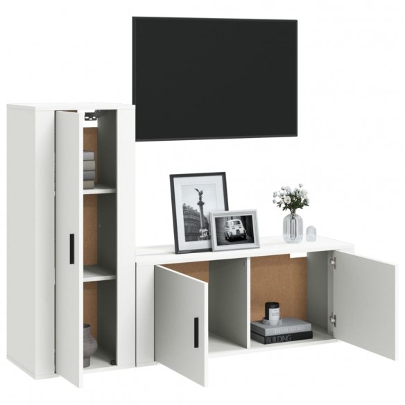 Ensemble de meubles TV 2 pcs Blanc Bois d'ingénierie