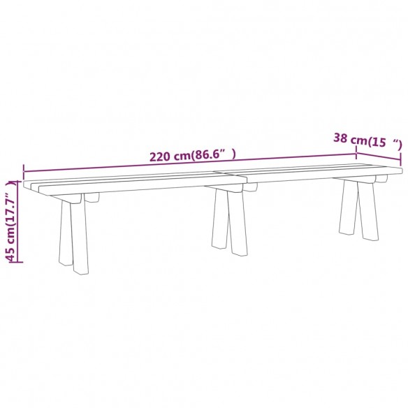 Banc de jardin 220 cm Bois de pin massif imprégné