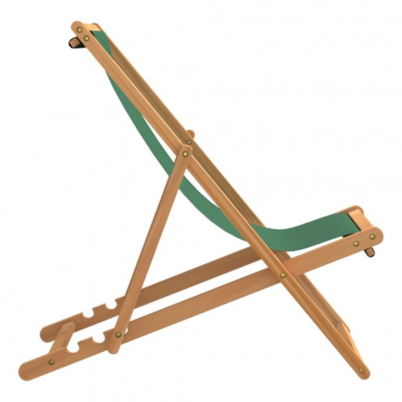 Chaise de plage pliable Bois de teck solide Vert