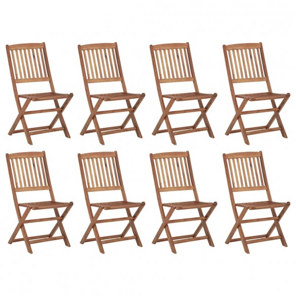 Chaises pliables d'extérieur 8 pcs Bois d'acacia solide