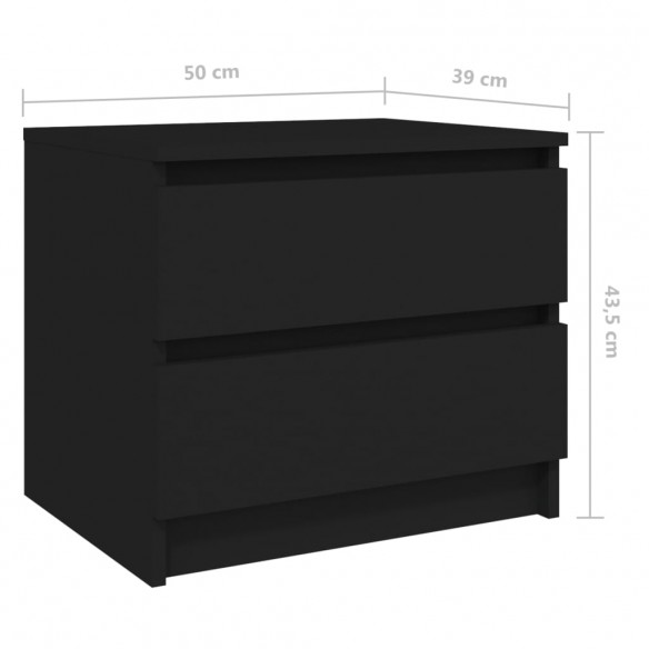 Tables de chevet 2 pcs Noir 50x39x43,5 cm Aggloméré