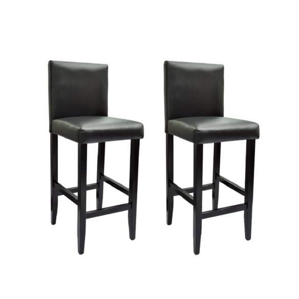 Tabourets de bar lot de 2 noir similicuir