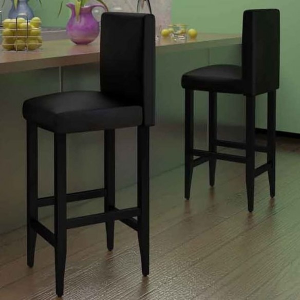 Tabourets de bar lot de 2 noir similicuir