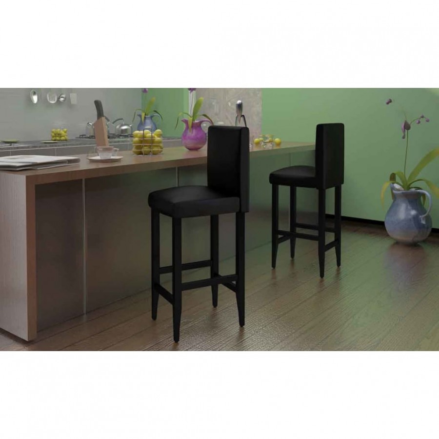 Tabourets de bar lot de 4 noir similicuir