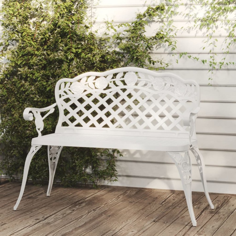 Banc de jardin 108 cm Aluminium coulé Blanc