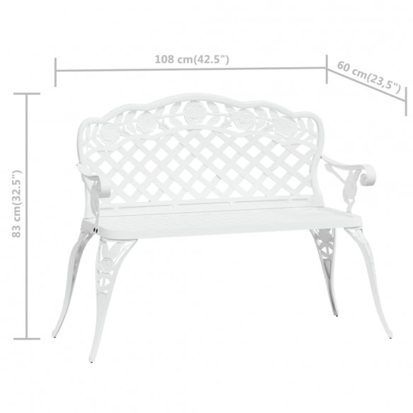 Banc de jardin 108 cm Aluminium coulé Blanc