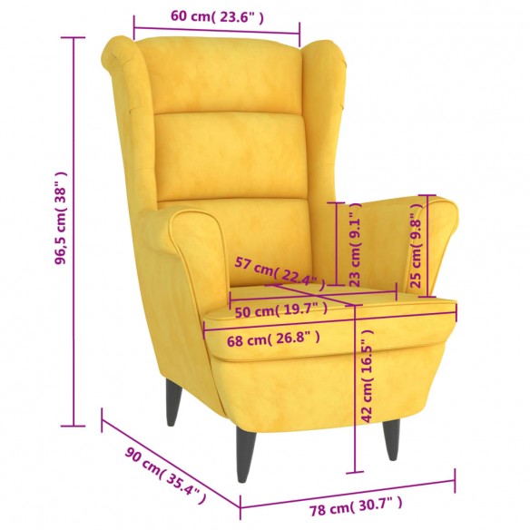 Fauteuil jaune moutarde velours