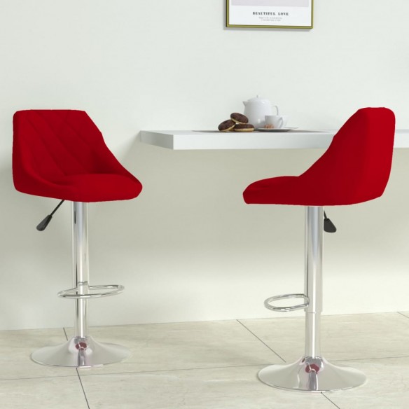 Tabourets de bar lot de 2 rouge bordeaux velours