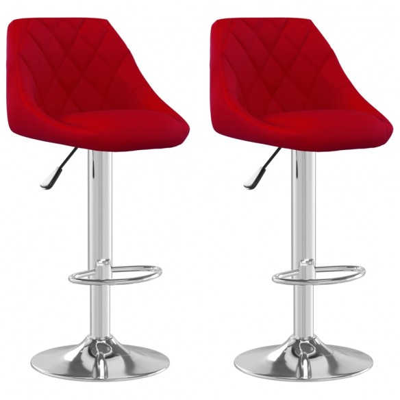 Tabourets de bar lot de 2 rouge bordeaux velours