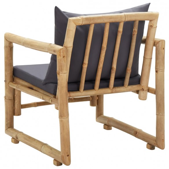 Chaises de jardin avec coussins 2 pcs Bambou