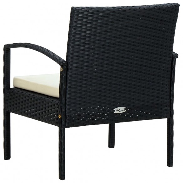 Chaise de jardin avec coussin Résine tressée Noir